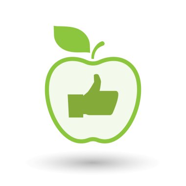 İzole satırı sanat elma simgesi bir başparmak el ile