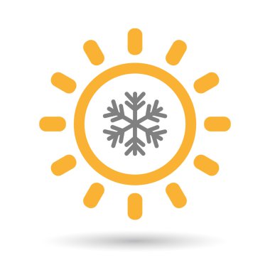 İzole satırı sanat güneş simgesi ile bir kar tanesi