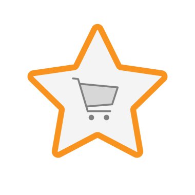 İzole hat sanat yıldız simgesi ile bir alışveriş sepeti