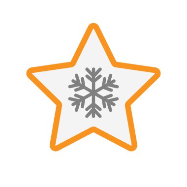 İzole hat sanat yıldız simgesi ile bir kar tanesi