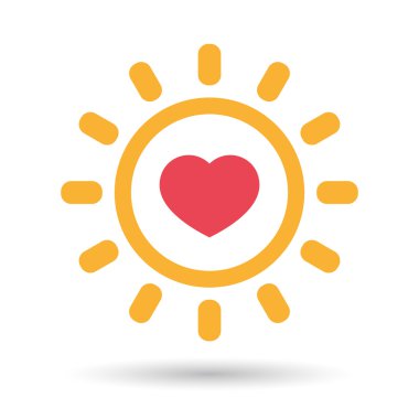 İzole satırı sanat güneş simgesi kalp