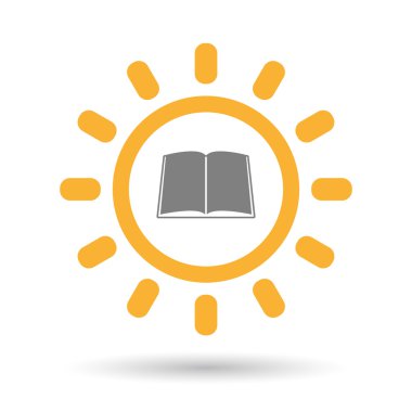 İzole satırı sanat güneş simgesi bir kitapla