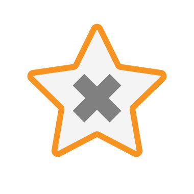 İzole hat sanat yıldız simgesi ile bir x işareti