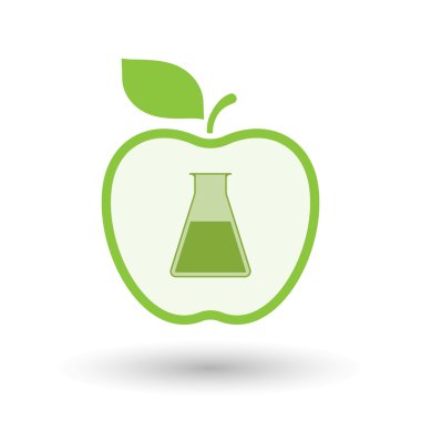 Bir şişesi ile izole satırı sanat elma simgesi