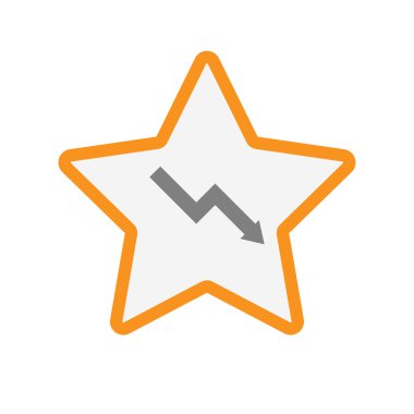 İzole hat sanat yıldız simgesi ile azalan bir grafik