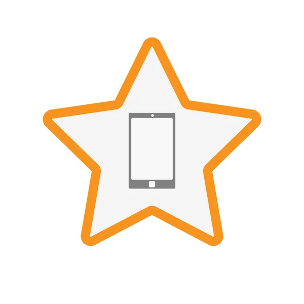 İzole hat sanat yıldız simgesi ile bir akıllı telefon — Stok Vektör