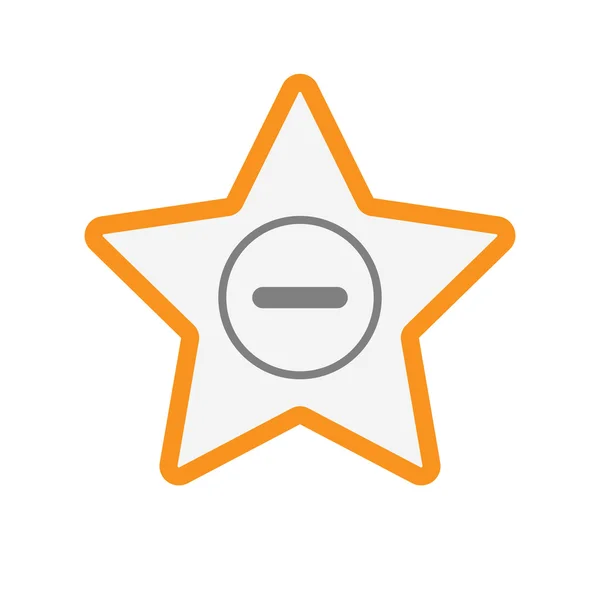 Isolé ligne icône étoile de l'art avec un signe de soustraction — Image vectorielle