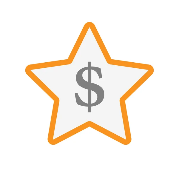 Isolierte Linie Kunst Star-Symbol mit einem Dollarzeichen — Stockvektor