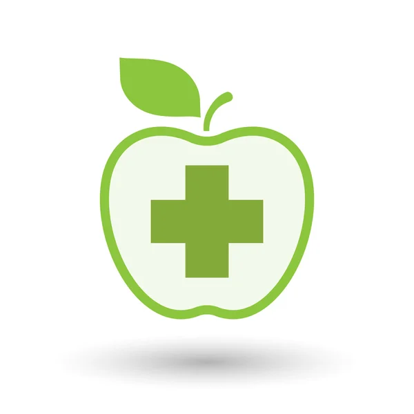 Isolated  line art apple icon with a pharmacy sign — Stock Vector