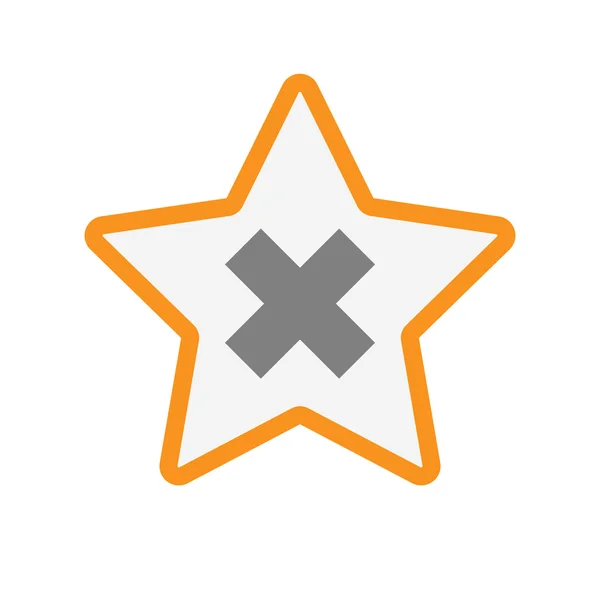 Isolierte Linie Kunst Stern-Symbol mit einem x-Zeichen — Stockvektor