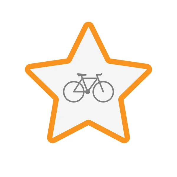 Isolato linea arte stella icona con una bicicletta — Vettoriale Stock