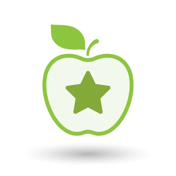 İzole satırı sanat elma simgesi bir yıldız — Stok Vektör