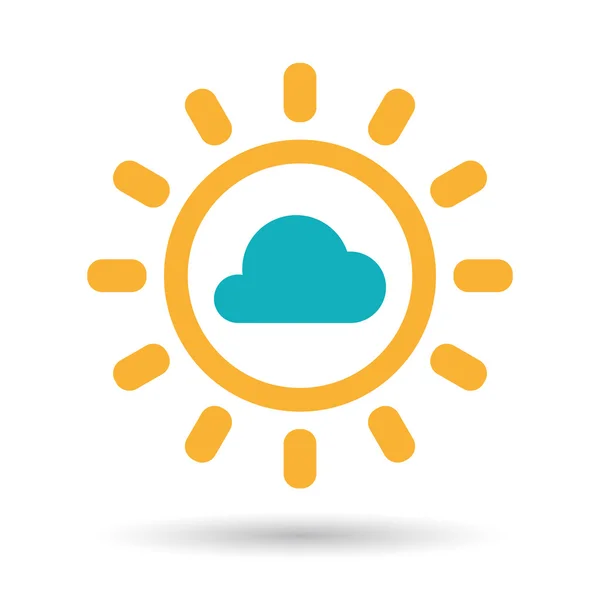 Isolated  line art sun icon with a cloud — Stock Vector