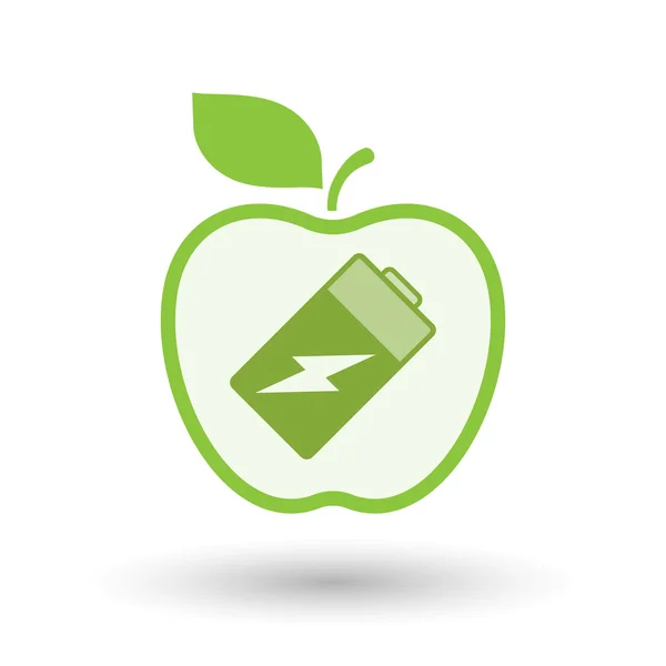 Isolerade linje konst apple-ikonen med ett batteri — Stock vektor
