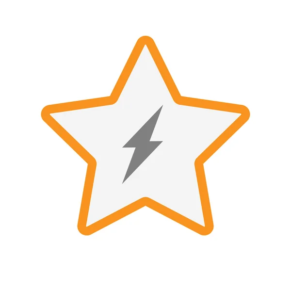 Icono de estrella de arte de línea aislada con un rayo — Vector de stock