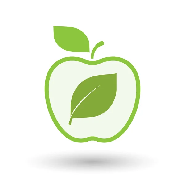Isolierte Linie Kunst Apfel Symbol mit einem Blatt — Stockvektor