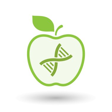İzole satırı sanat elma simgesi bir Dna işareti ile