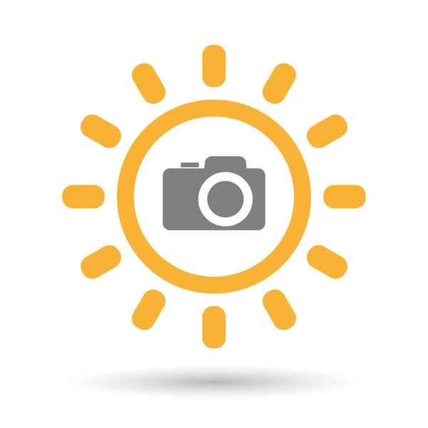 Isolierte Linie Kunst Sonne Symbol mit einer Fotokamera — Stockvektor