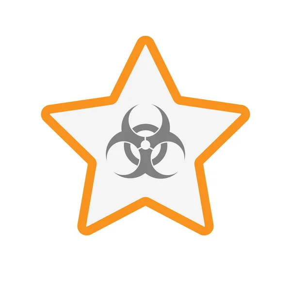 Isolierte Linie Kunst Star-Symbol mit einem Biohazard-Zeichen — Stockvektor