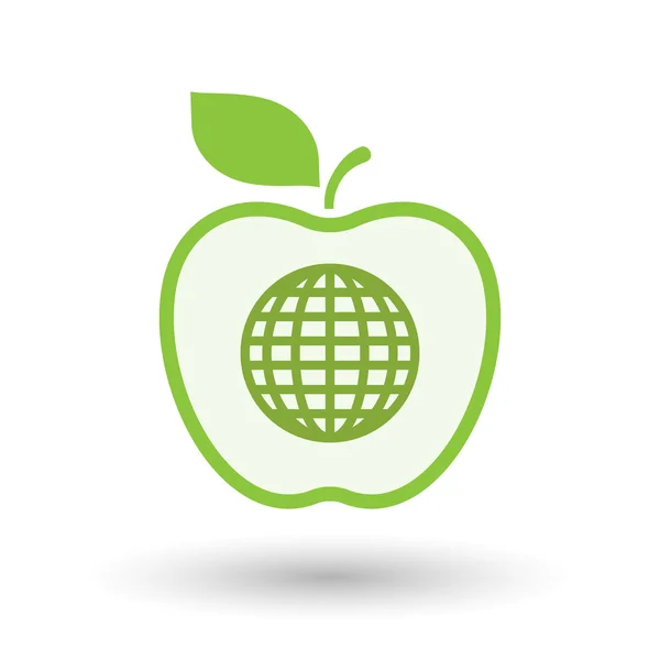 Ikona apple umění izolované čáry s s obrázkem zeměkoule — Stockový vektor