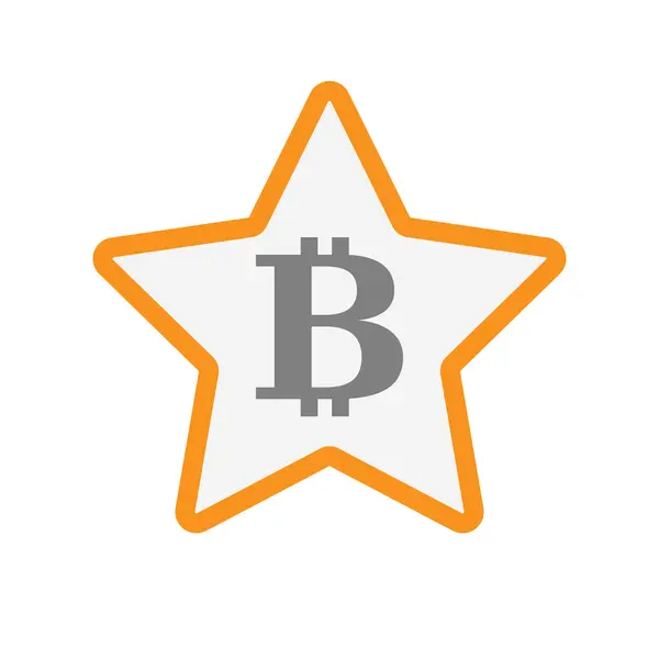 Icono de estrella de arte de línea aislada con un signo de moneda de bits — Vector de stock
