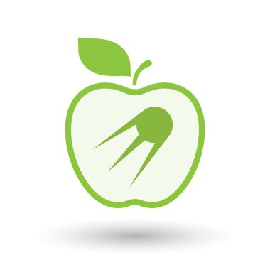 Vintage bir uydu ile izole satırı sanat elma simgesi