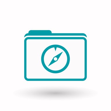 İzole satırı sanat klasör simgesi bir pusula ile