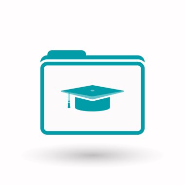 Bir mezuniyet kap ile izole satırı sanat klasör simgesi