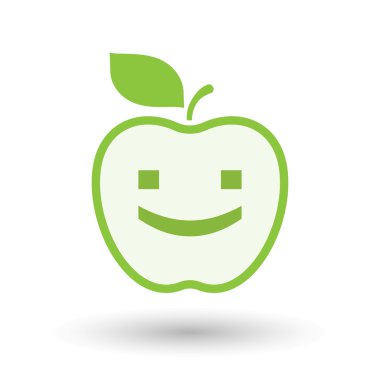 İzole satırı sanat elma simgesi ile bir gülümseme metin yüz