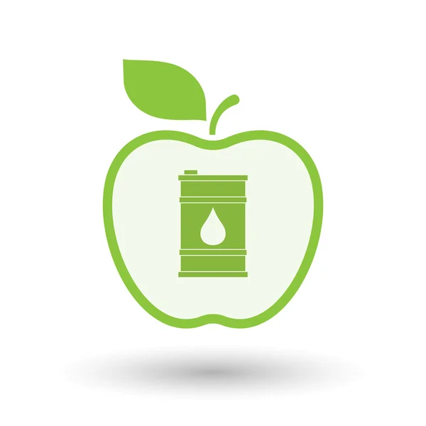 Isolé ligne d'art icône pomme avec un baril d'huile — Image vectorielle