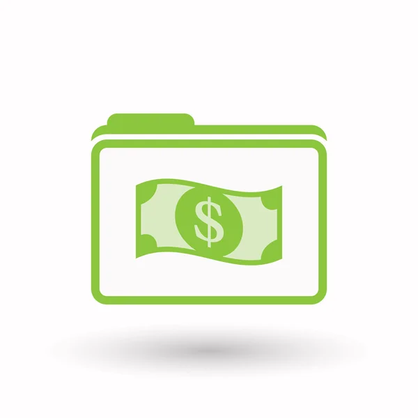 Isolated  line art folder icon with a dollar bank note — Stock Vector