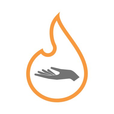 İzole satırı sanat alev simgesi bir el sunan