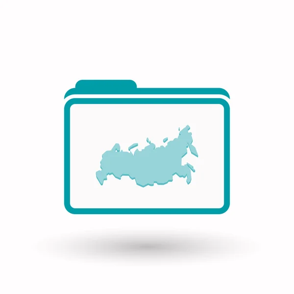 Geïsoleerde lijn kunst mappictogram met een kaart van Rusland — Stockvector