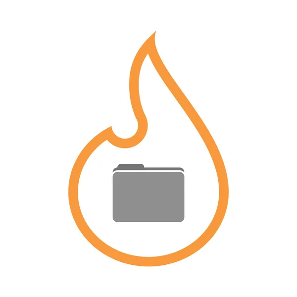 Isolated  line art  flame icon with a folder — Stock Vector