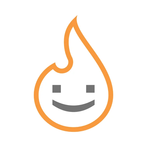 Icono de llama de arte de línea aislada con una cara de texto sonrisa — Archivo Imágenes Vectoriales