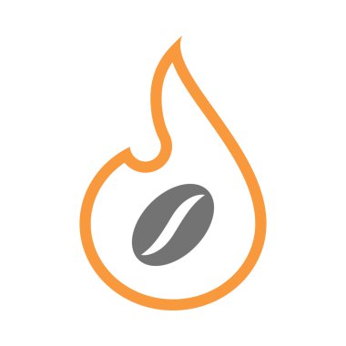 Kahve çekirdeği ile izole hat sanat alev simgesi