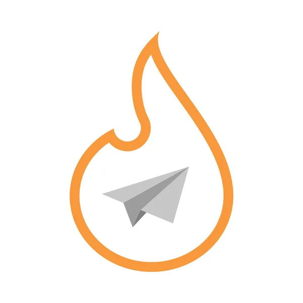 Isolated  line art  flame icon with a paper plane — Stock Vector