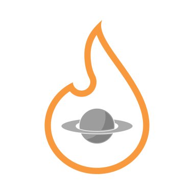 Gezegen Satürn ile izole hat sanat alev simgesi