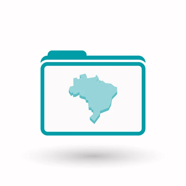 Icono de carpeta de arte de línea aislada con un mapa de Brasil — Vector de stock