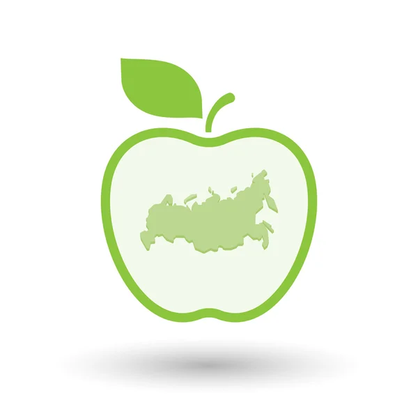Isolata icona linea arte mela con una mappa della Russia — Vettoriale Stock
