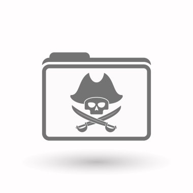 İzole satırı sanat klasör simgesi bir korsan kafatası ile