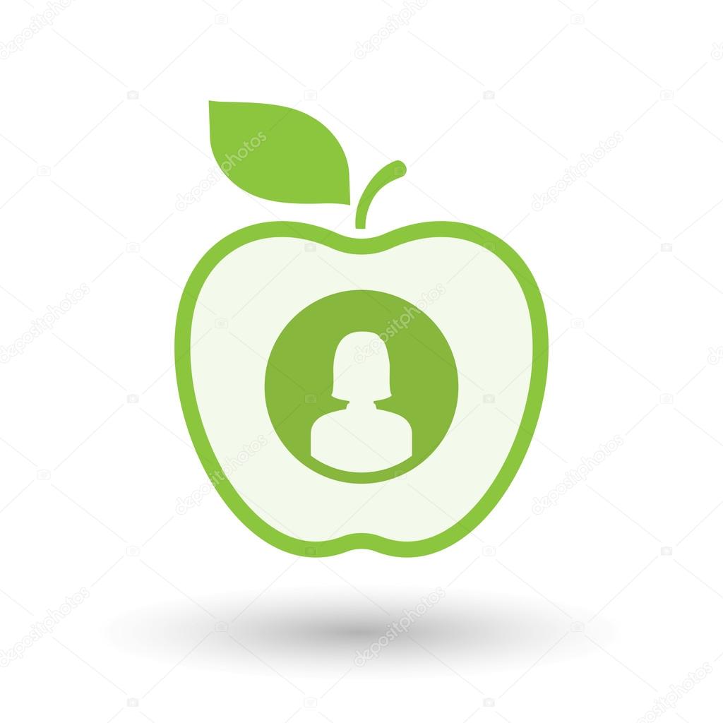 Isolated  line art  apple icon with a female avatar