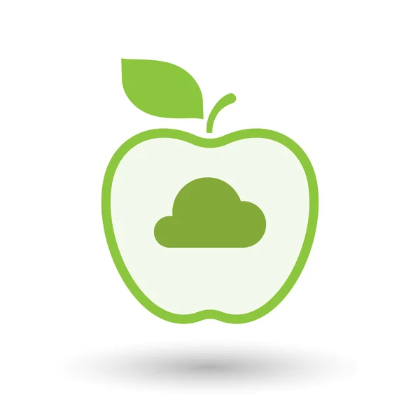 Ícone de maçã de arte de linha isolada com uma nuvem — Vetor de Stock