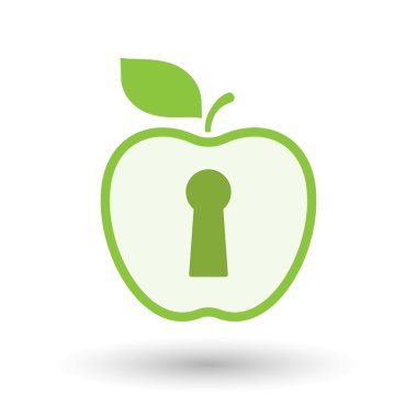 İzole satırı sanat elma simgesi bir anahtar deliği ile