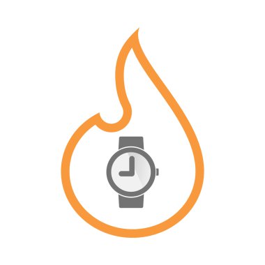 İzole satırı sanat alev simgesi ile kol saati