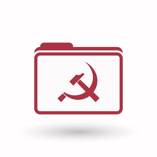 Isolierte Zeilenkunstordner-Ikone mit kommunistischem Symbol — Stockvektor