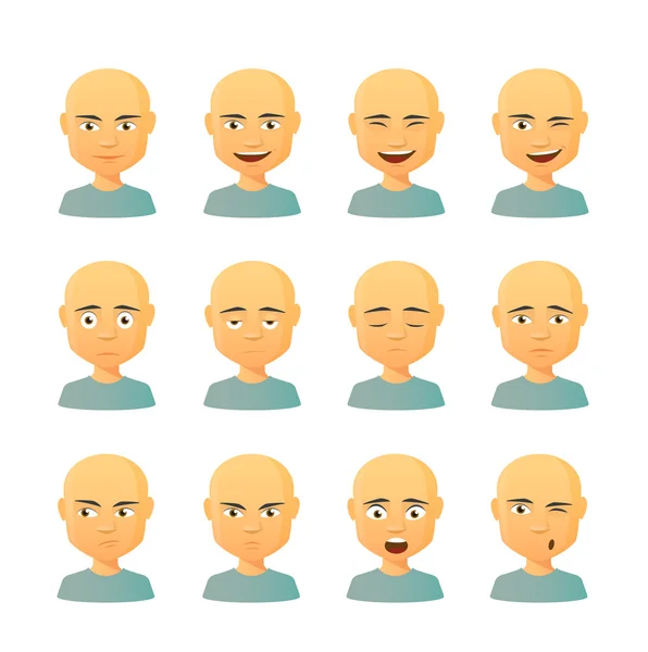 Male avatar expression set — Stock Vector