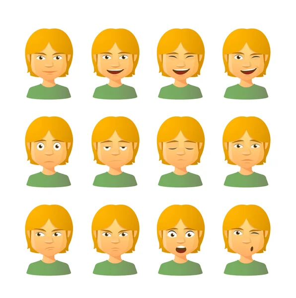 Set di espressioni avatar maschili — Vettoriale Stock