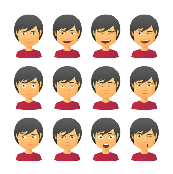 Male avatar expression set — Stock Vector