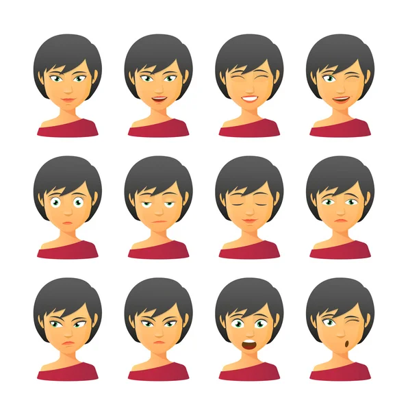 Female avatar expression set Stock Vector